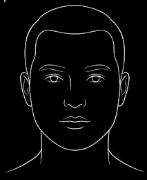 Line illustration of a round face shape