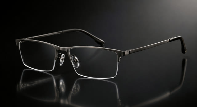 Slim titanium rimless glasses in gunmetal